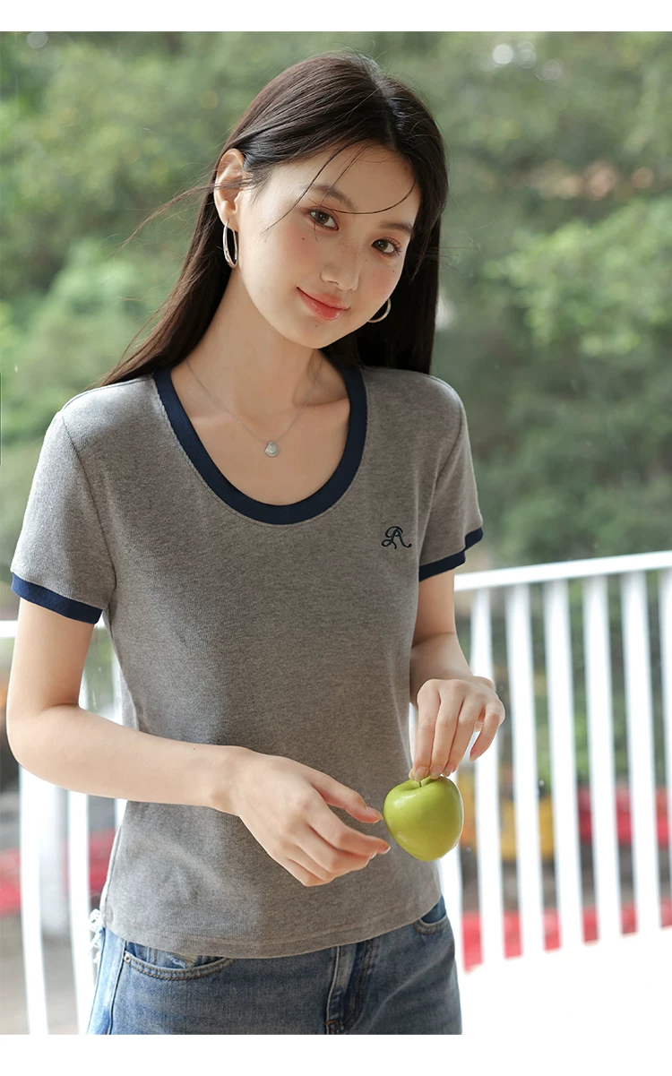 大尺碼胖mm巨遮肚夏裝正肩短袖T恤女2026新款寬鬆灰色上衣女,大尺碼胖mm巨遮肚夏裝正肩短袖T恤女2026新款寬鬆灰色上衣女,HBFS1302,大尺碼胖mm巨遮肚夏裝正肩短袖T恤女2026新款寬鬆灰色上衣女,中大尺碼,撞色拼接
