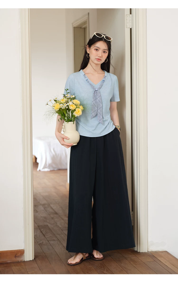 大尺碼法式飄帶V領短袖T恤女2026新款顯瘦夏裝正肩藍色上衣女,大尺碼法式飄帶V領短袖T恤女2026新款顯瘦夏裝正肩藍色上衣女,HBFS1313,大尺碼法式飄帶V領短袖T恤女2026新款顯瘦夏裝正肩藍色上衣女,中大尺碼,飄帶領結