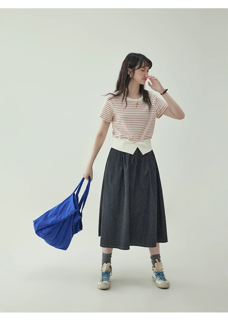 甜美條紋收腰短T恤女夏季新款開叉短袖上衣,甜美條紋收腰短T恤女夏季新款開叉短袖上衣,HBFS1359,甜美條紋收腰短T恤女夏季新款開叉短袖上衣,開衩造型,短款版型