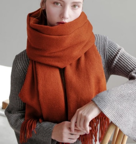 100%羊毛加寬純色百搭圍巾