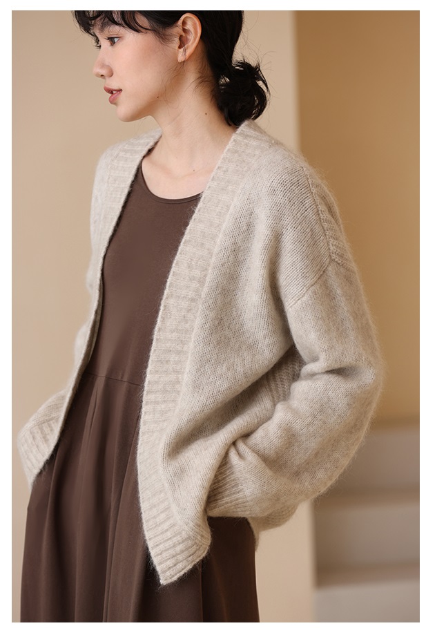 溫暖甜杏毛衣自製羊毛馬海毛蓬鬆軟糯寬鬆外套