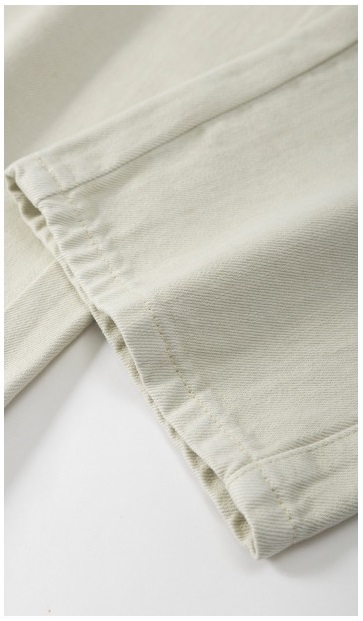 椰蓉奶白斜紋挺括感寬鬆直筒高腰休閒遮跨長褲