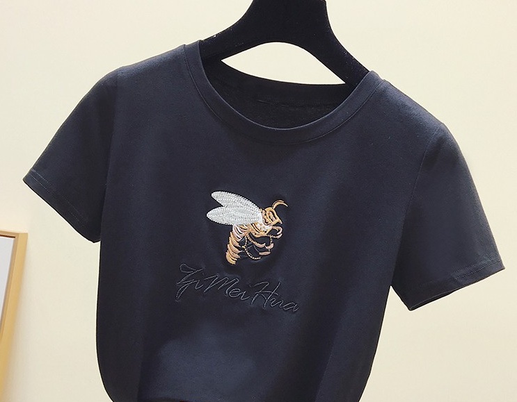 蜜蜂袖花T恤上衣