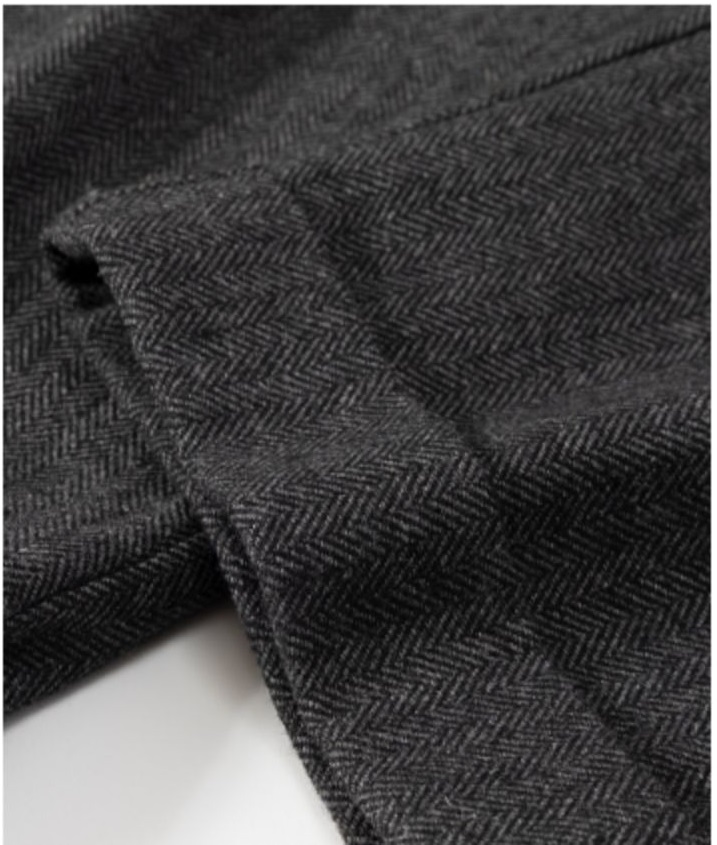 人字紋羊毛複合加厚面料挺括寬鬆高腰通勤錐形西裝長褲