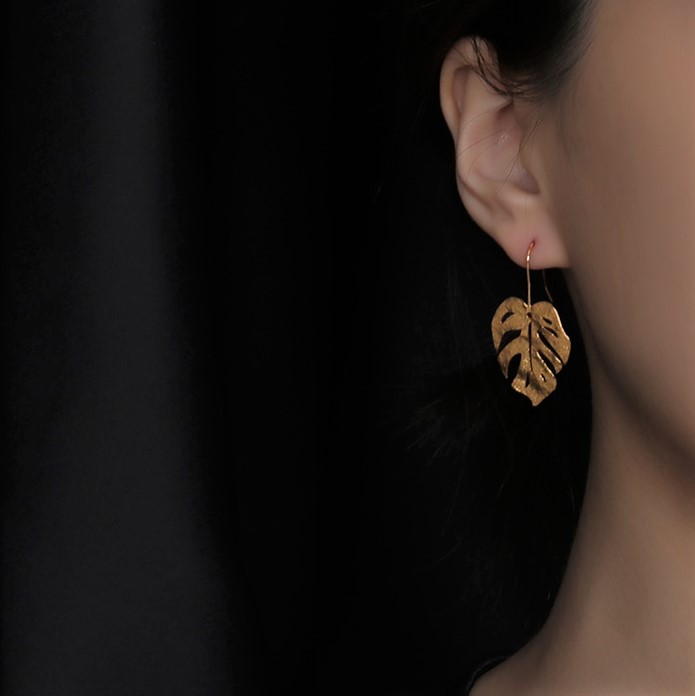 韓國時尚氣質簡約葉片耳環