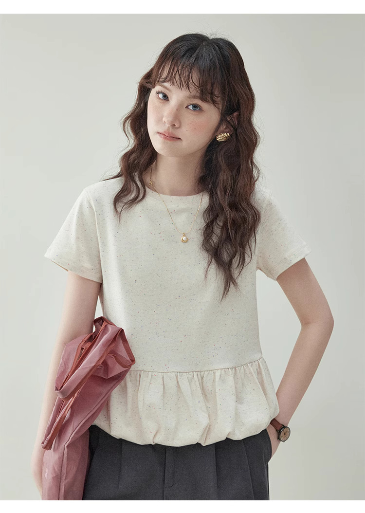 設計感彩點花苞短袖t卹女款夏季新款減齡短版上衣