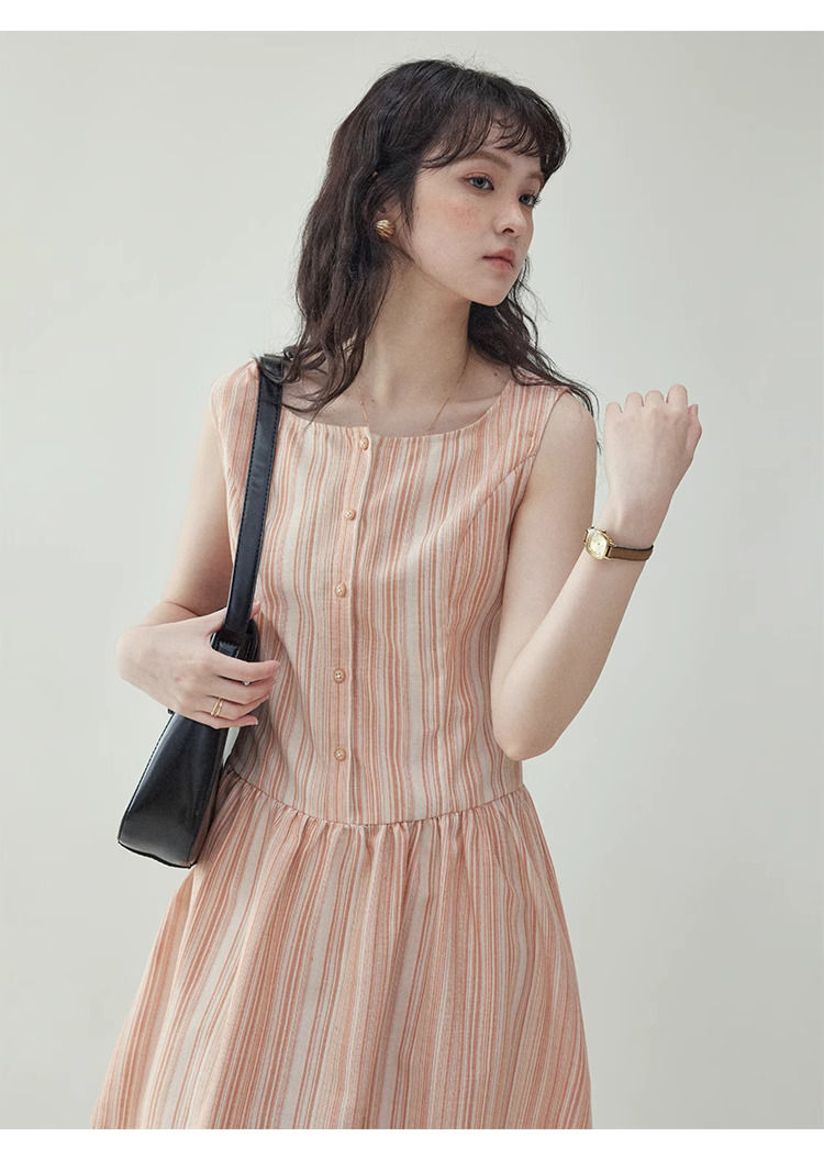 甜美圖案無袖背心洋裝女夏季新款顯瘦a字短裙