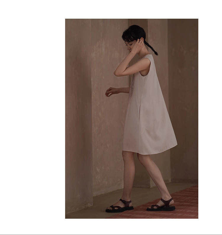 瓔珞粉紅少女重工塔克線洋裝飄逸寬鬆顯瘦小個子