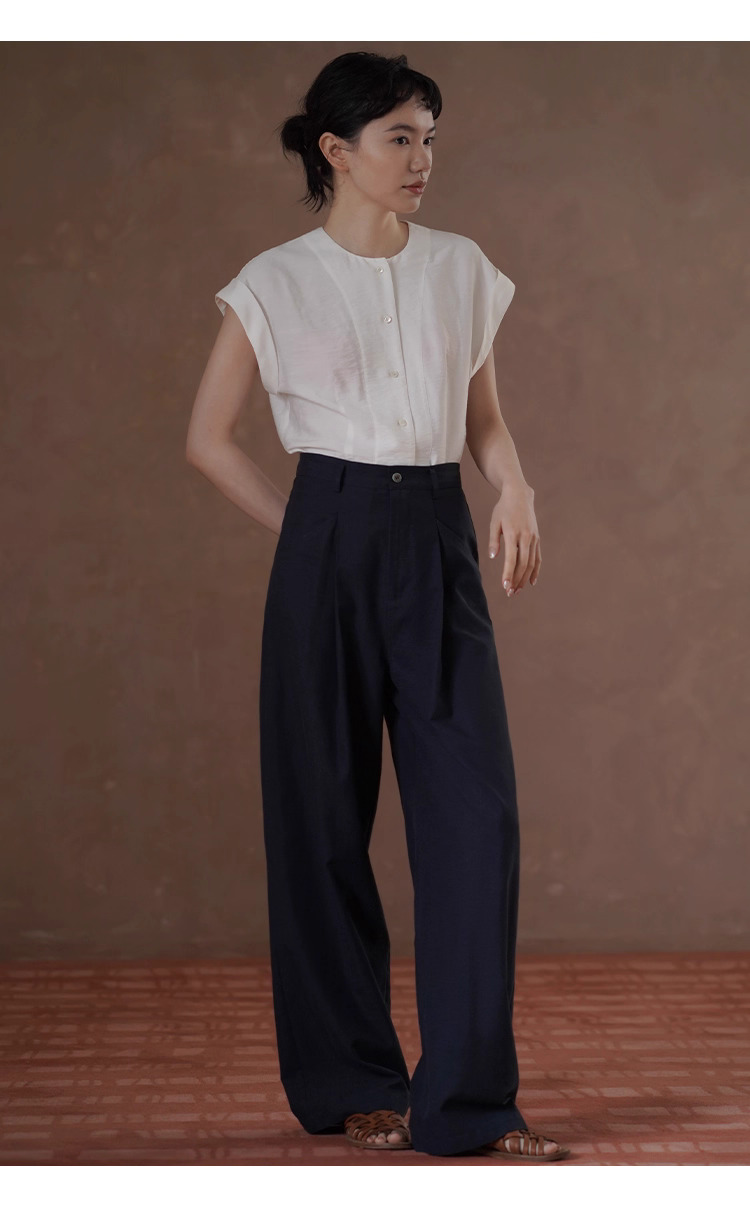 都會通勤女小眾設計長褲顯瘦高腰雙分割寬鬆紗卡寬腿褲,都會通勤女小眾設計長褲顯瘦高腰雙分割寬鬆紗卡寬腿褲,HBES3097,都會通勤女小眾設計長褲顯瘦高腰雙分割寬鬆紗卡寬腿褲,高腰壓摺,天絲混紡