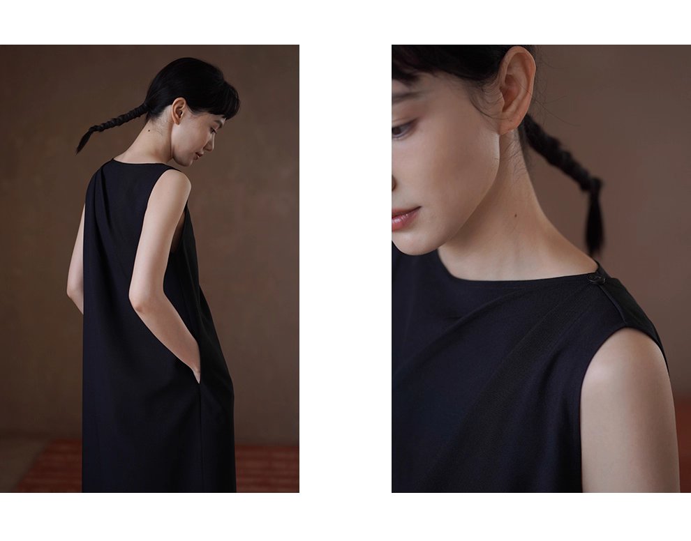 新爵會議不對稱扭褶肩洋裝寬鬆通勤垂墜顯瘦洋裝女