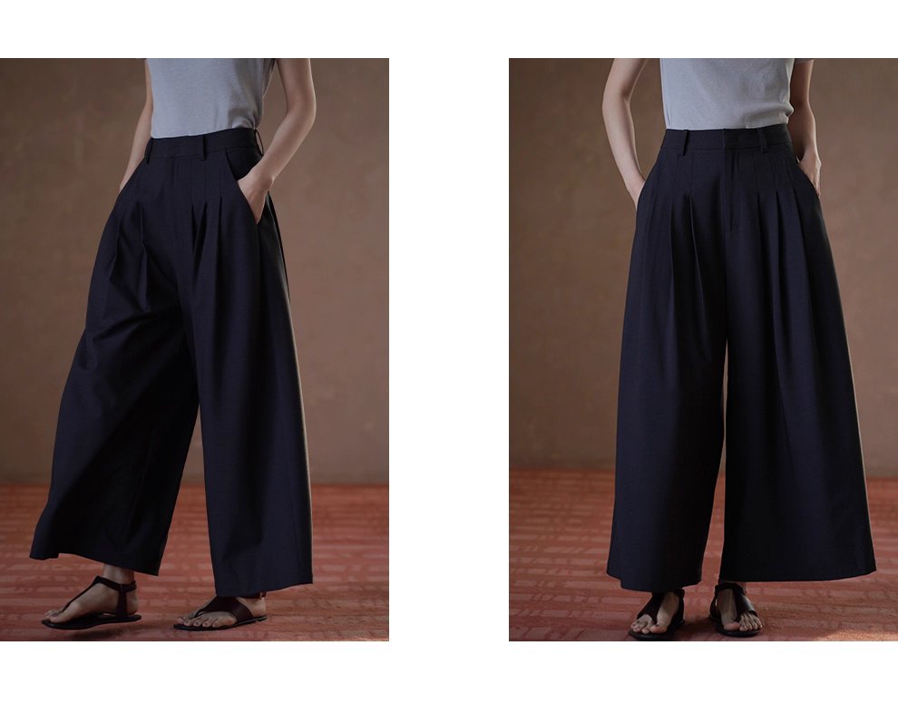 無痛顯瘦神褲綿羊毛萊賽爾混紡爽垂A字闊腿遮肉通勤長褲