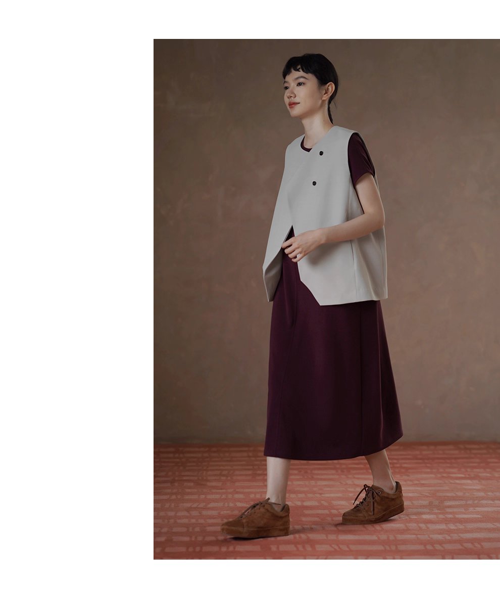 桑葚莊園超正顯白軟糯空氣感圓領直筒顯瘦寬鬆長洋裝