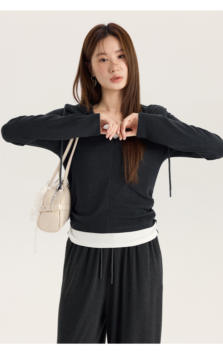 大尺碼新款兩件連帽T恤女寬鬆闊腿褲休閒時尚套裝