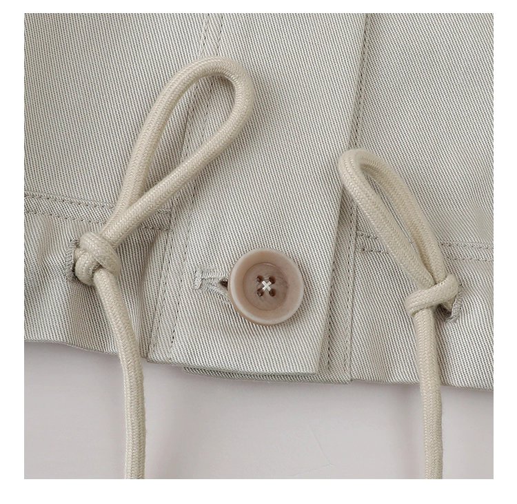 純色單排扣抽繩下擺外套女秋季新款圓領長袖上衣