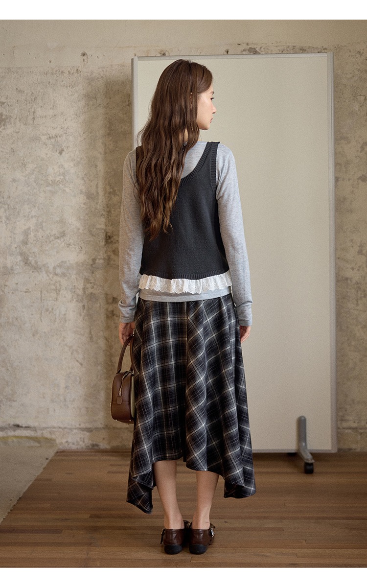 大尺碼秋季內搭女針織馬甲背心開襟衫兩件套裝