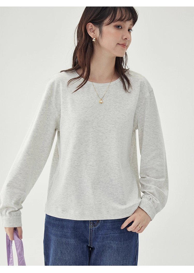 後排扣繫帶圓領衛衣T恤女秋季新款寬鬆長袖上衣