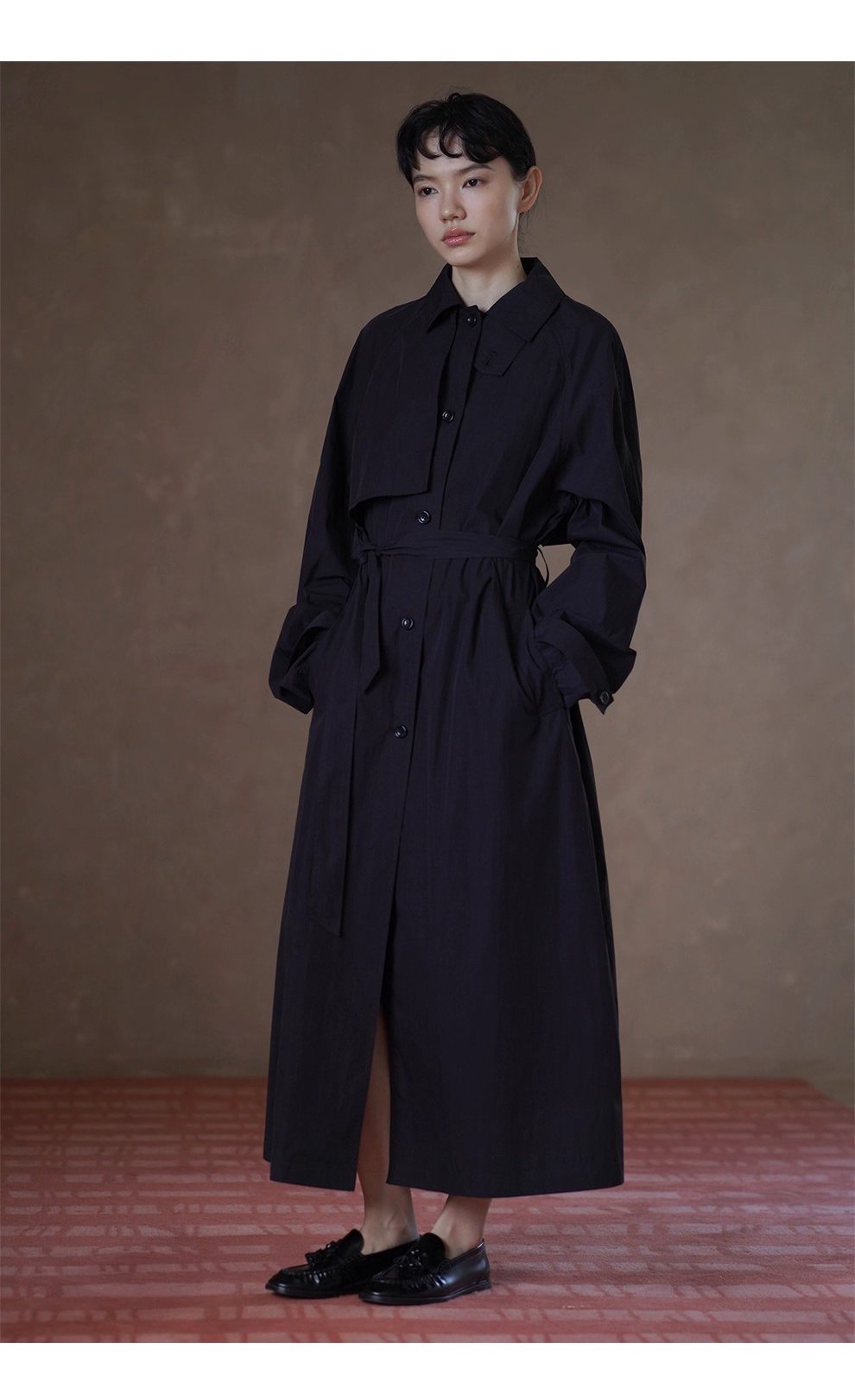 秋日安全感風衣經典基本款寬鬆顯瘦長款通勤簡約外套女