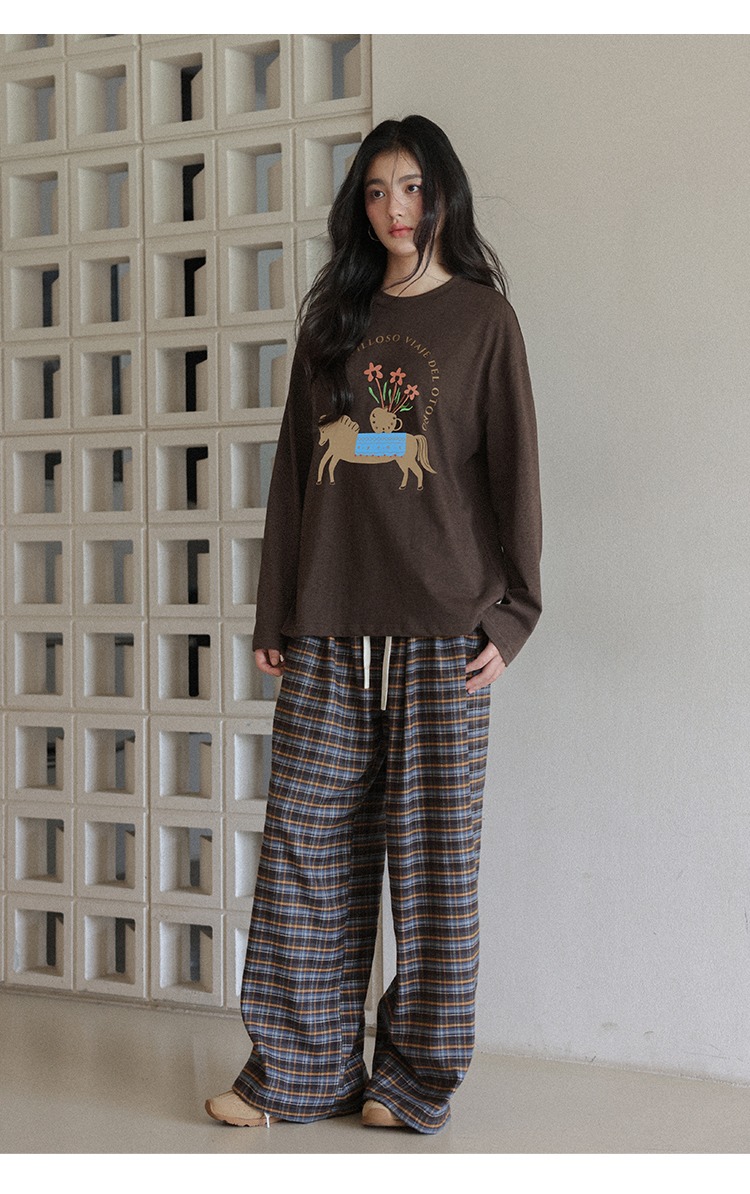 大尺碼胖mm長袖T恤秋季琥珀流光穿搭咖色上衣