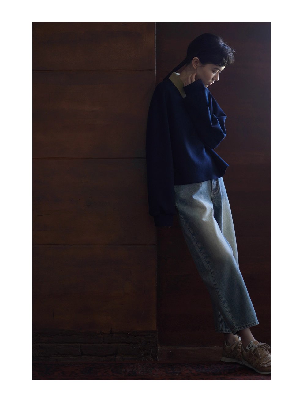 正統學院風撞色Polo領衛衣空氣層針織布料寬鬆顯瘦上衣