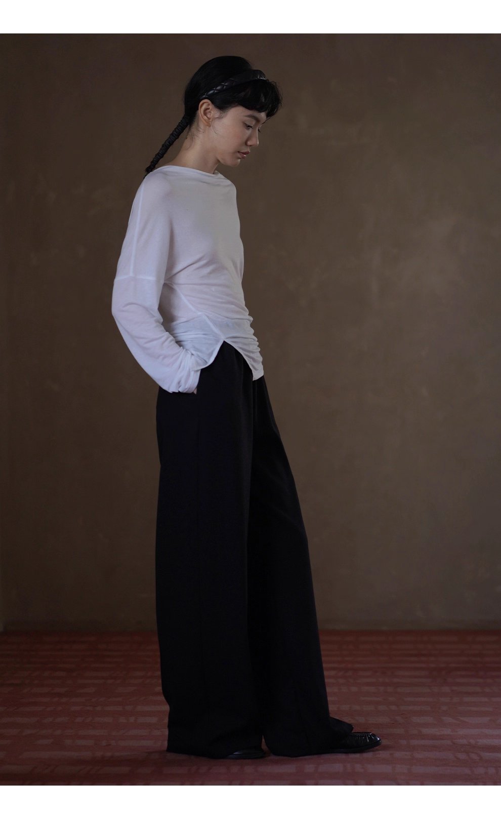 完美包容度長褲鬆緊牛筋高腰不挑人寬鬆垂爽顯瘦通勤褲