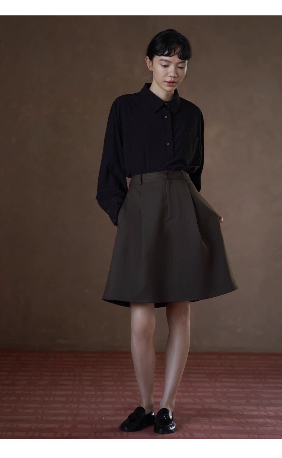 老錢氣質鬆弛寬鬆顯瘦半開門襟襯衫滑爽通勤長袖polo女