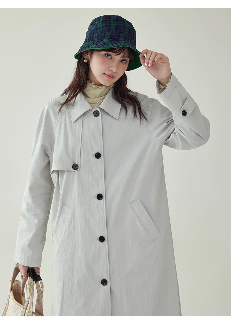 韓系單扣中長款風衣外套女25秋季新款長袖上衣