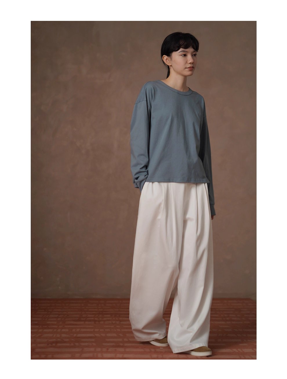 挺闊水洗100棉擦絨手感寬鬆後領口紐扣顯瘦百搭長袖上衣