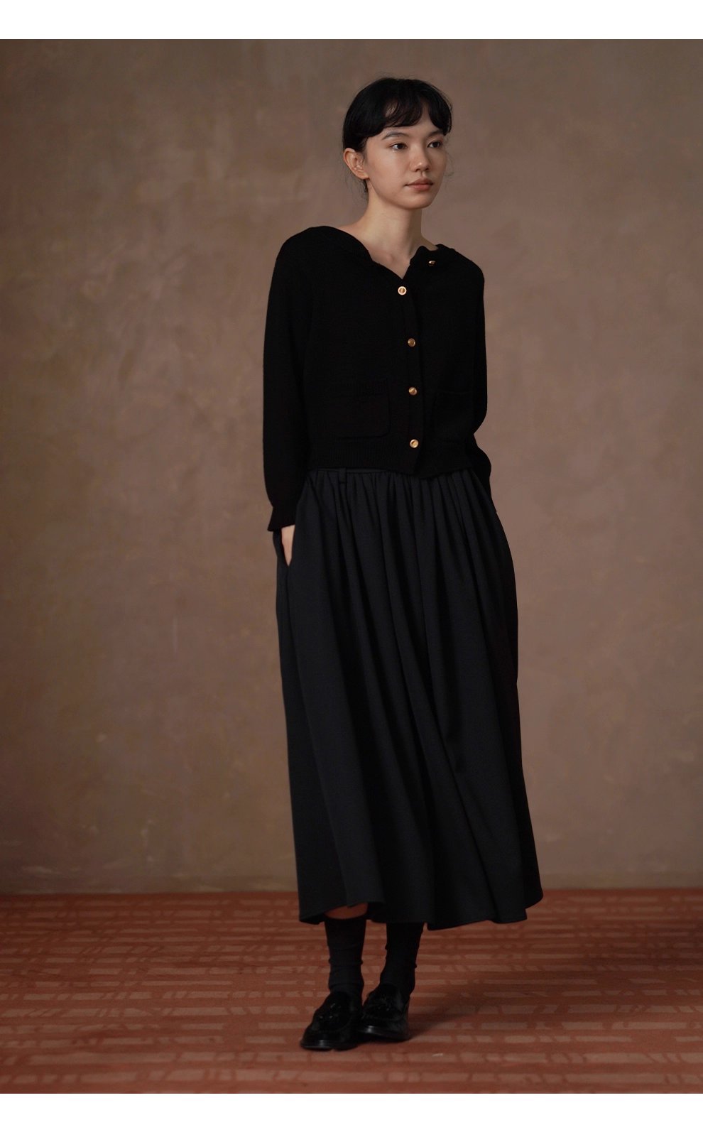 穿搭驚喜前後雙開復古金扣羊毛混紡毛衣顯瘦外套女