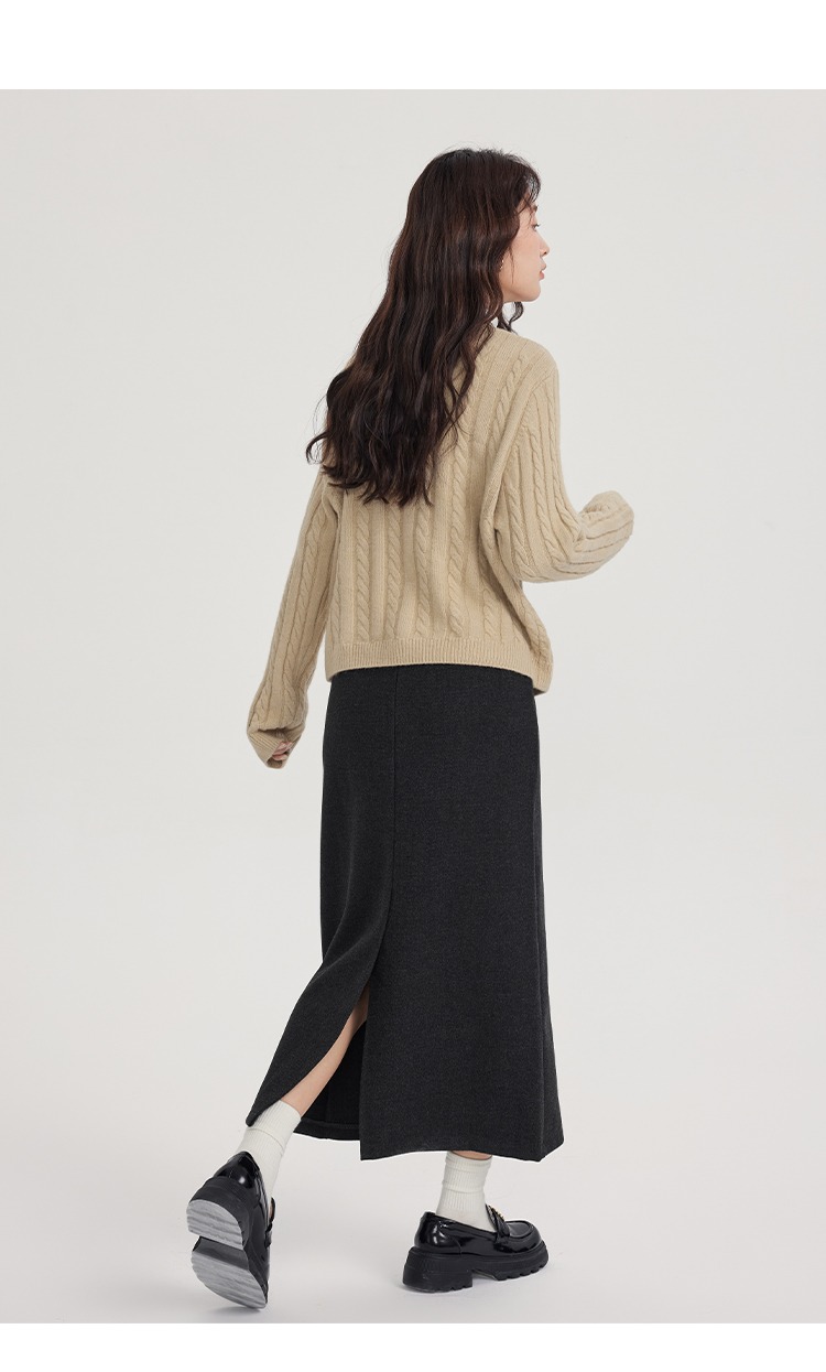 微胖灰色毛呢半身裙秋冬顯瘦A字裙胖mm長裙