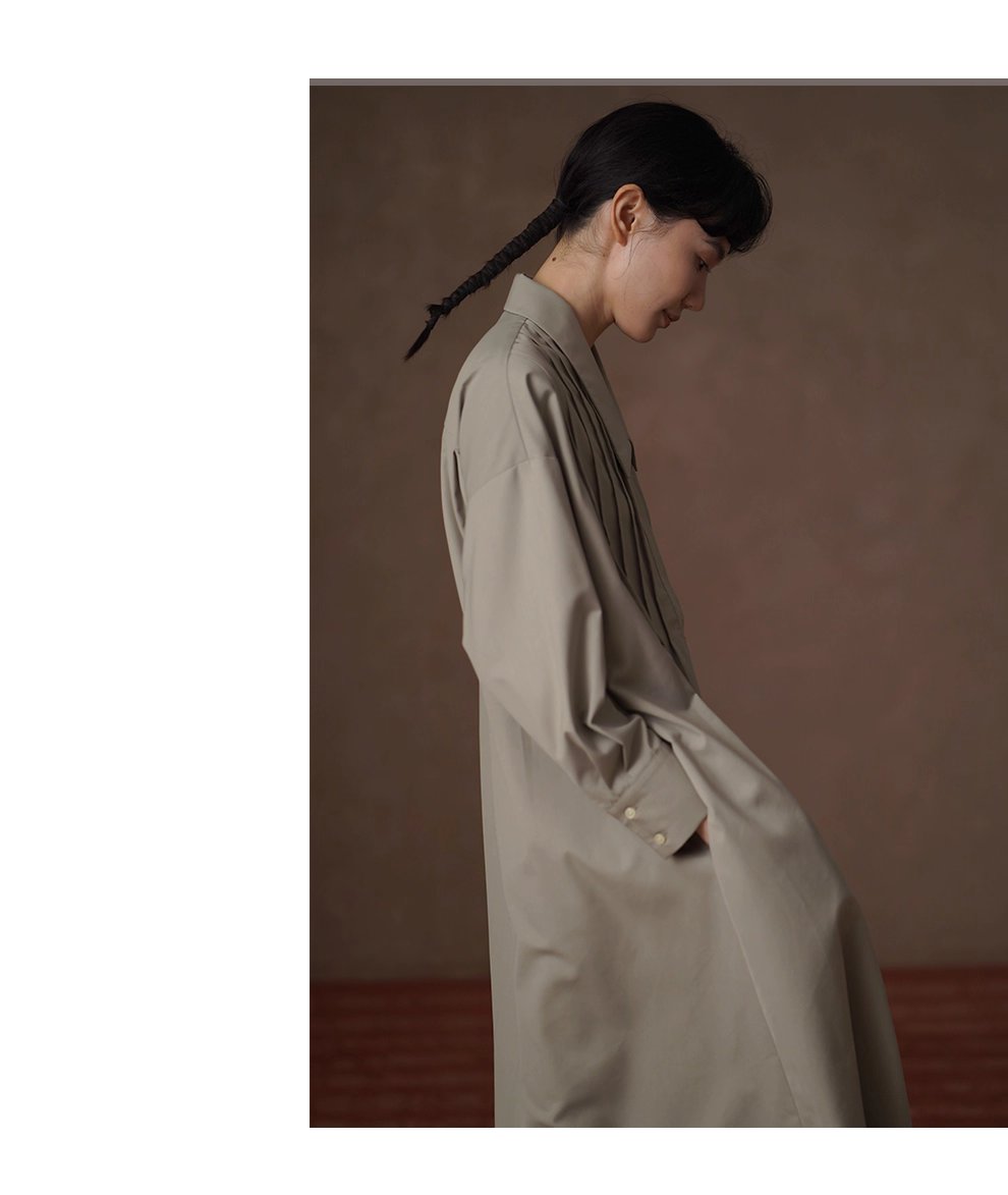 精準定壓塔克線門襟長翻領寬鬆H型顯瘦搭通勤襯衫洋裝