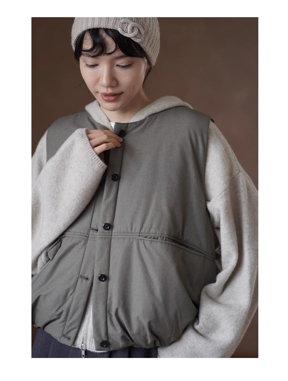 輕量保暖馬甲寬鬆H身型短款疊穿搭檔休閒圓領棉服外套女