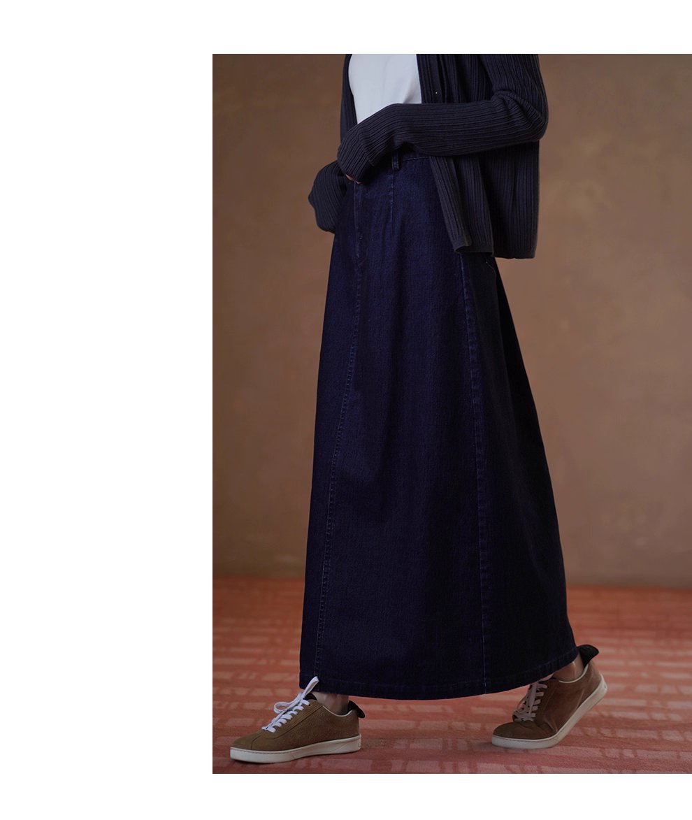 復古時髦做舊磨毛牛仔長款半身裙高腰微A寬鬆顯瘦裙子