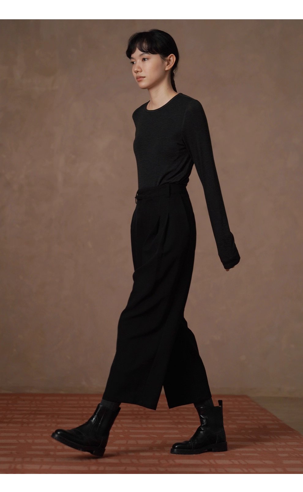 紳士通勤西裝褲俐落剪裁簡約法式高腰顯瘦錐形九分褲女