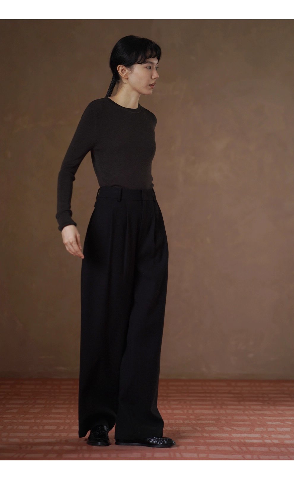 長腿基因側邊雙腰袢設計高腰顯瘦品質通勤寬鬆直筒長褲