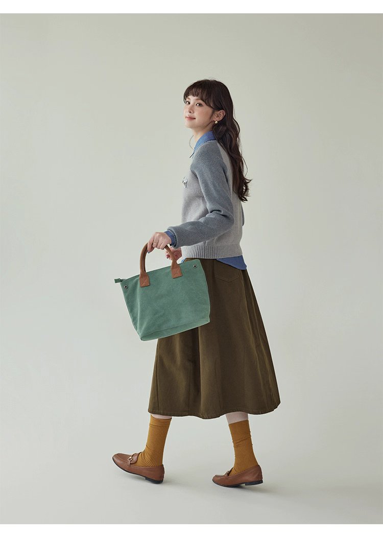 拼色插肩長袖短版針織衫女秋季新款小狗刺繡上衣