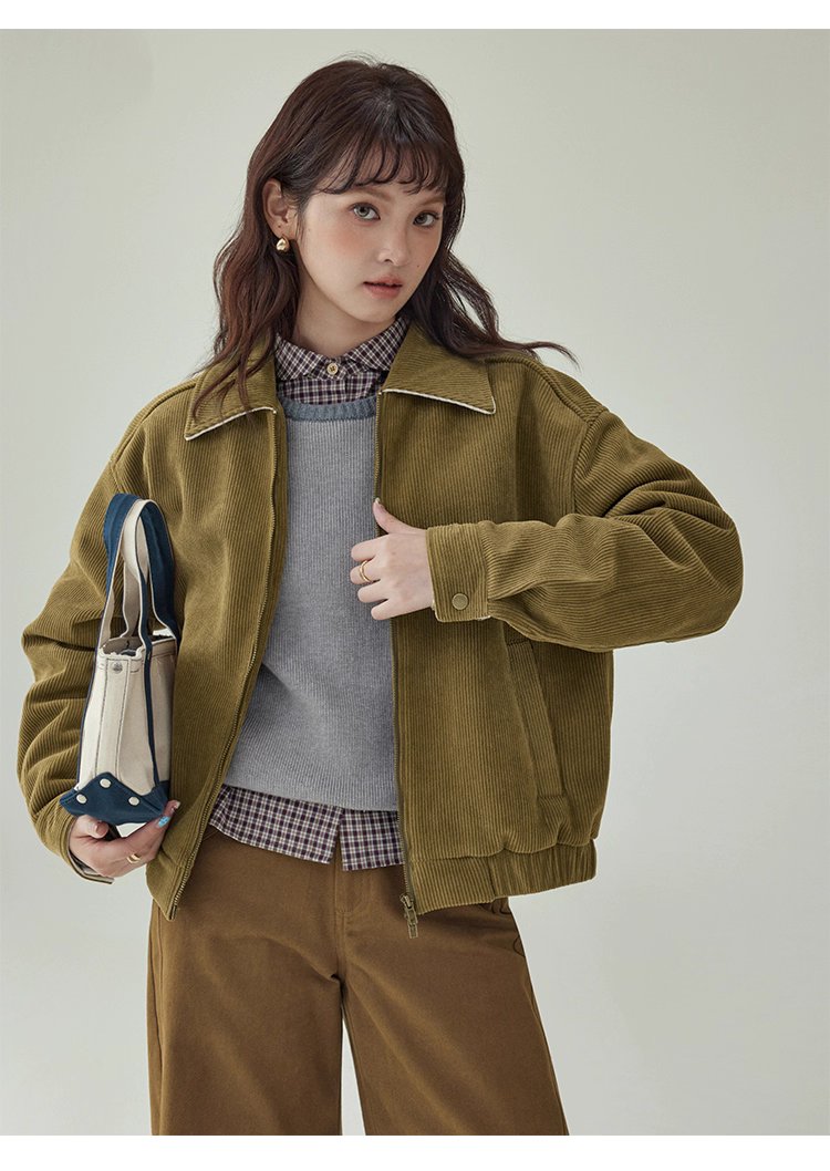 韓系雙頭拉鍊燈芯絨外套女秋季新款長袖夾克上衣,韓系雙頭拉鍊燈芯絨外套女秋季新款長袖夾克上衣,HBEW5072,韓系雙頭拉鍊燈芯絨外套女秋季新款長袖夾克上衣,復古夾克,燈芯絨