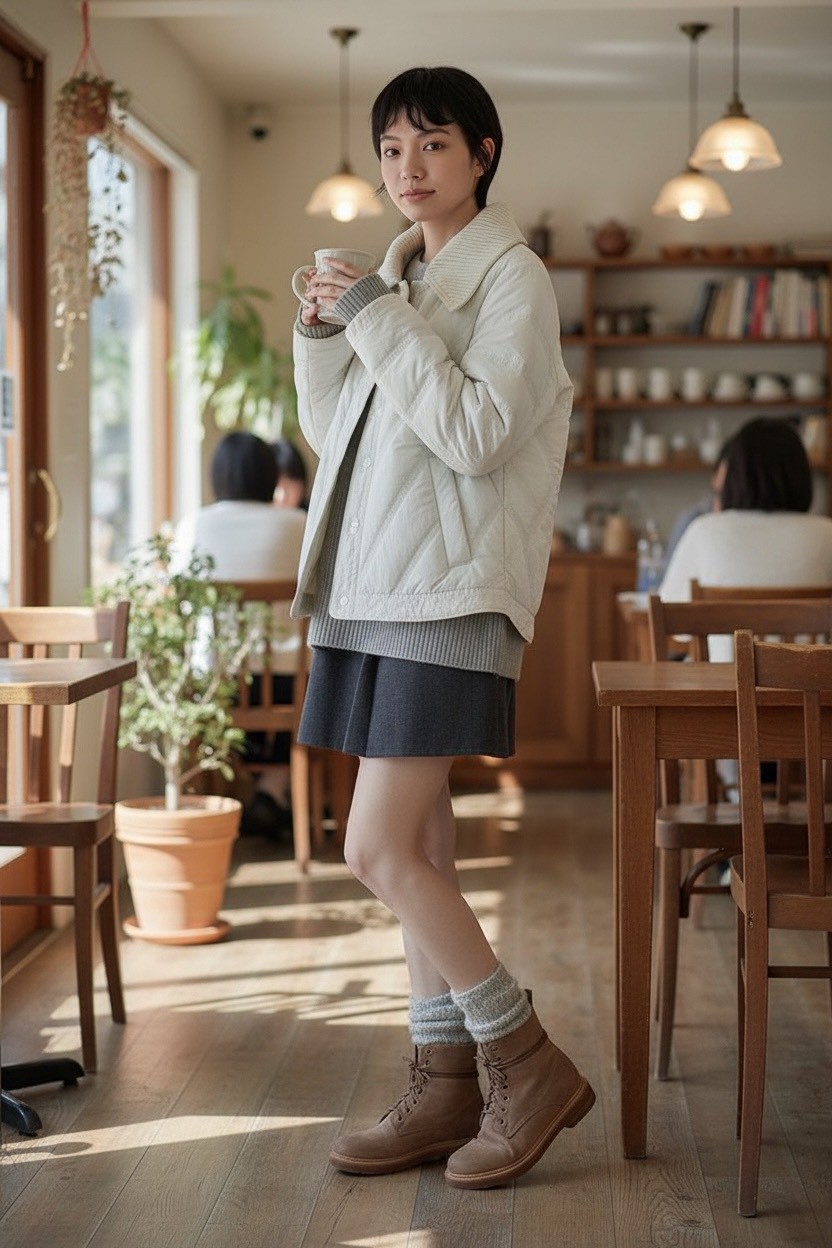 輕盈款白鴨絨輕薄大朵絨斜紋針織翻領羽絨衣外套