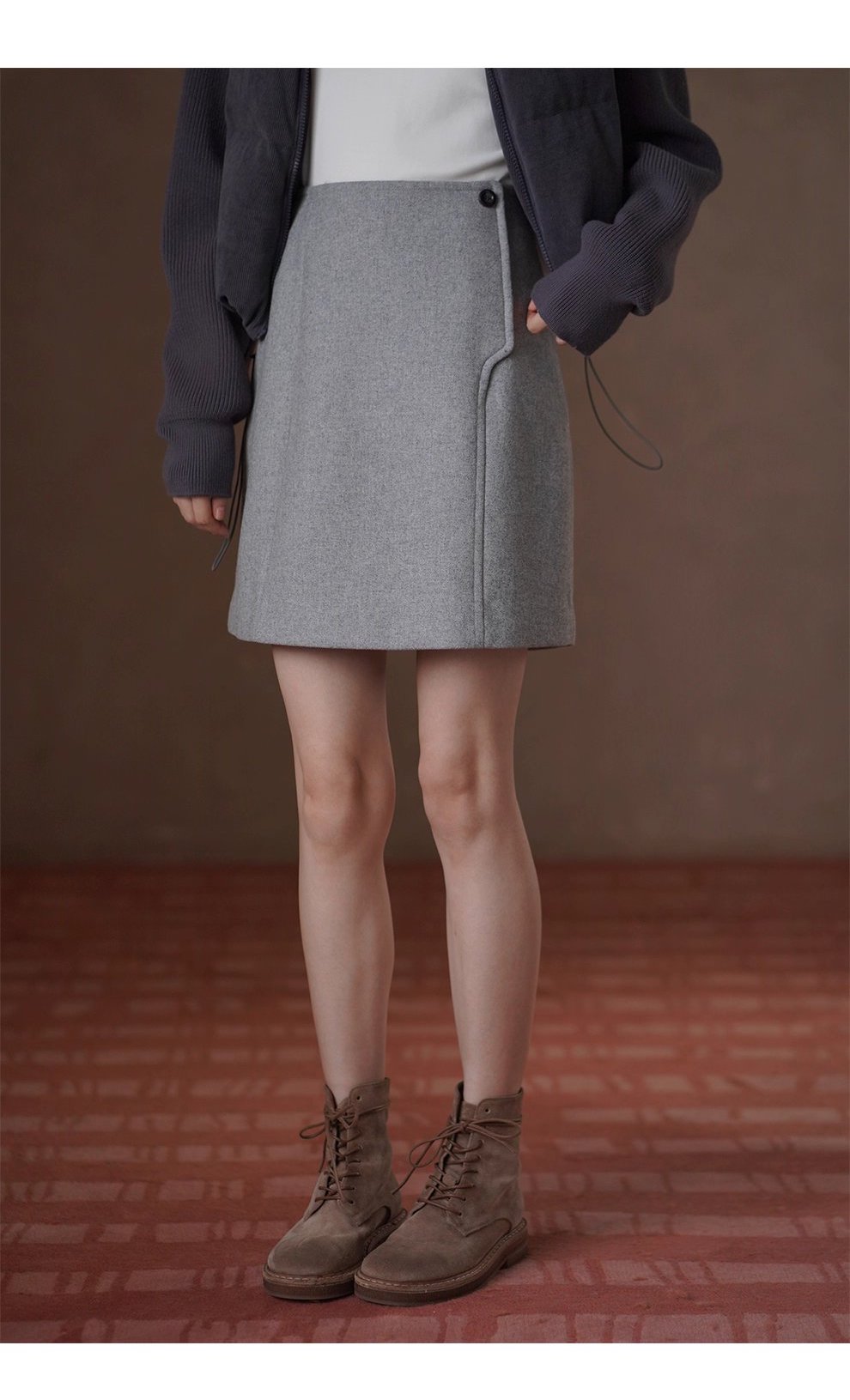 打破單調前片分割設計高腰短版顯瘦A字通勤毛呢半身裙女,打破單調前片分割設計高腰短版顯瘦A字通勤毛呢半身裙女,HBEW2022,打破單調前片分割設計高腰短版顯瘦A字通勤毛呢半身裙女,俐落剪裁,羊毛混紡