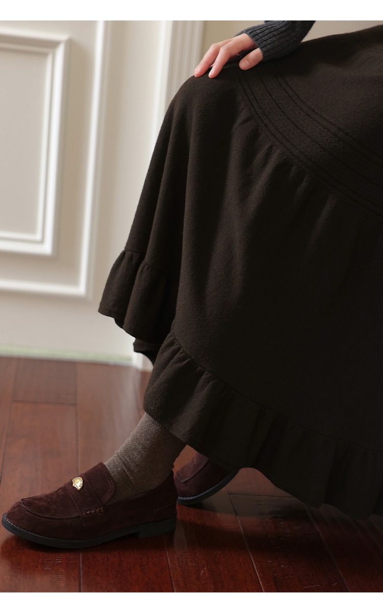 大碼胖mm咖色針織荷葉滾邊半身裙秋冬毛織裙,大碼胖mm咖色針織荷葉滾邊半身裙秋冬毛織裙,HBEW2989,大碼胖mm咖色針織荷葉滾邊半身裙秋冬毛織裙,質感單品,針織面料