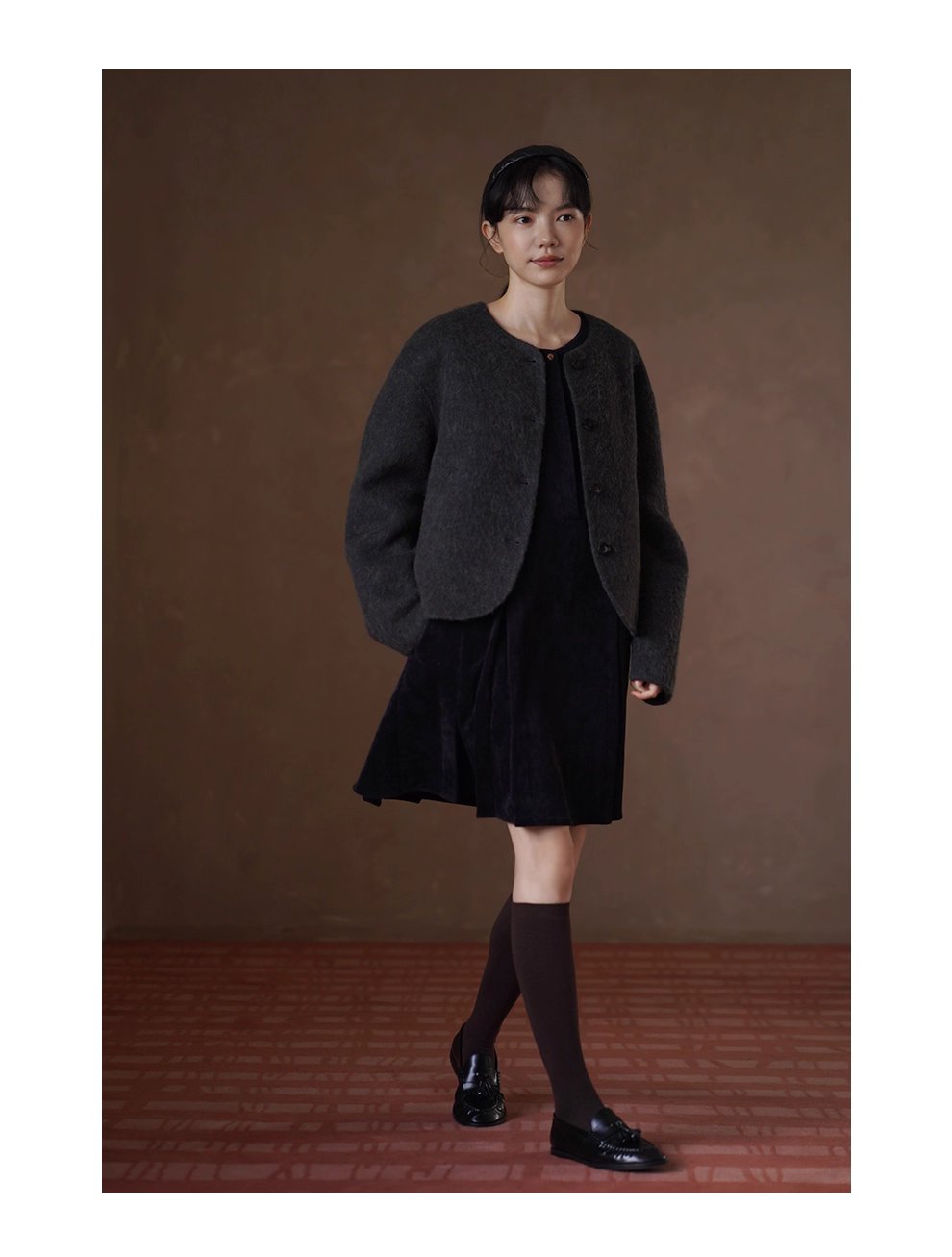 850g羊駝綿羊毛重磅雙面呢絨感寬鬆通勤顯瘦保暖外套女