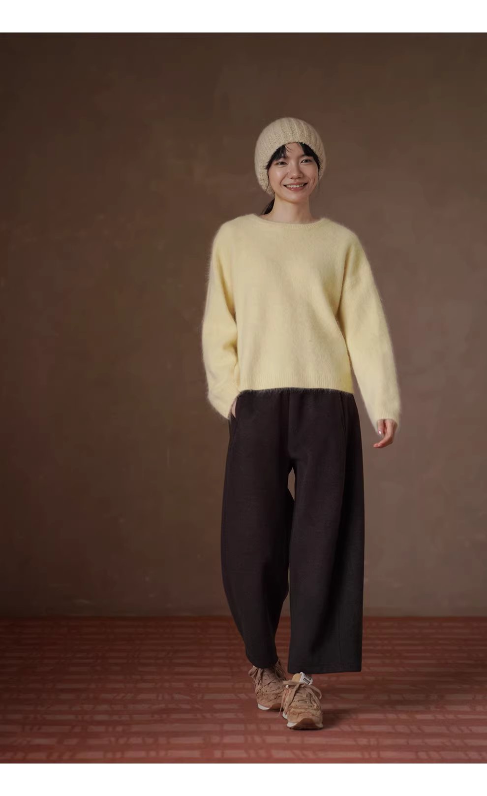 復古香蕉輪廓加厚特舒絨解構斜切分割顯瘦寬鬆毛呢長褲,復古香蕉輪廓加厚特舒絨解構斜切分割顯瘦寬鬆毛呢長褲,HBEW3045,復古香蕉輪廓加厚特舒絨解構斜切分割顯瘦寬鬆毛呢長褲,香蕉褲型,羊毛混紡