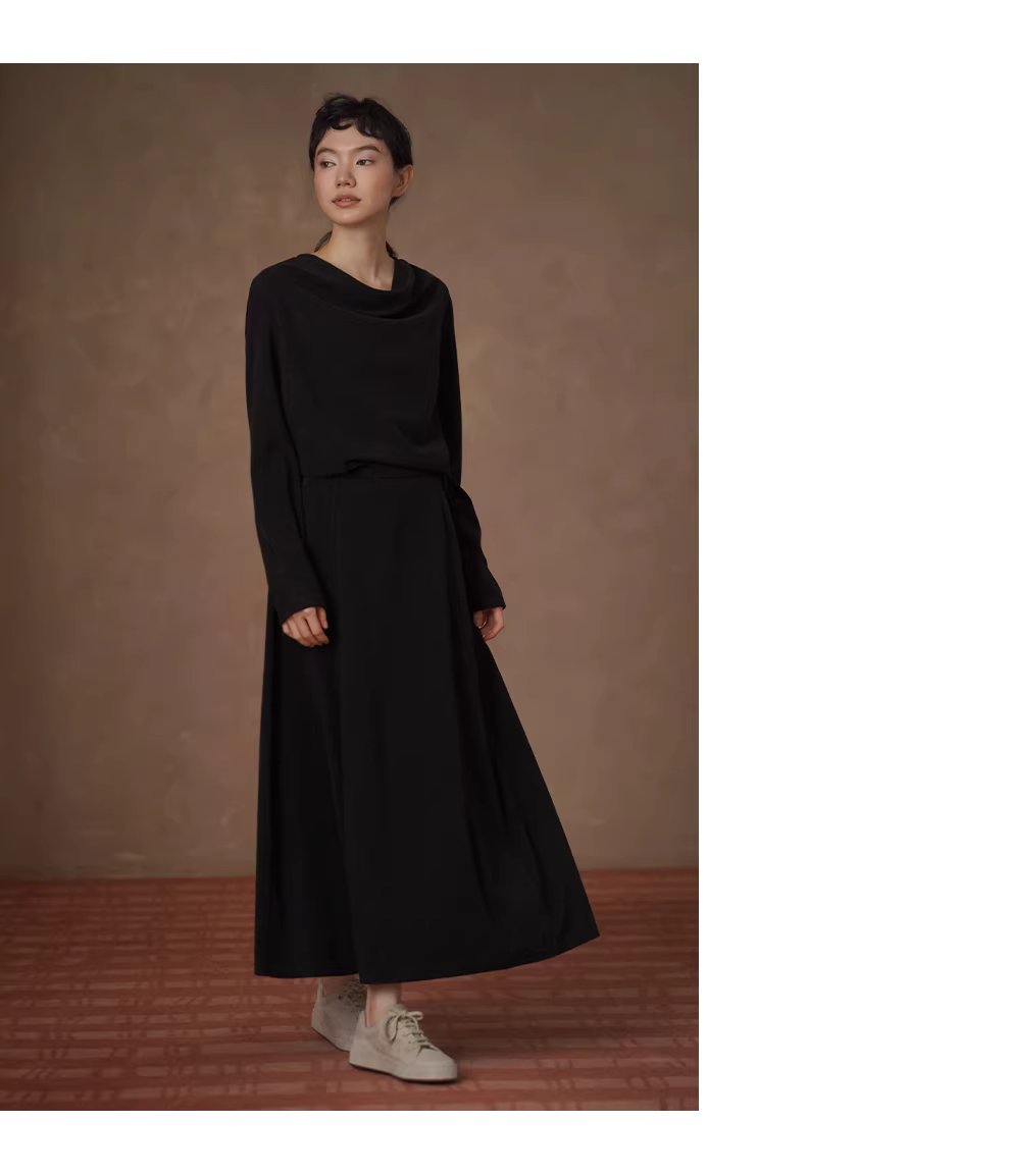 素描畫室鬆弛感蕩領長袖套裝軟糯顯瘦大裙擺通勤半裙女,素描畫室鬆弛感蕩領長袖套裝軟糯顯瘦大裙擺通勤半裙女,HBEW7062,素描畫室鬆弛感蕩領長袖套裝軟糯顯瘦大裙擺通勤半裙女,兩件式套裝,蕩領設計