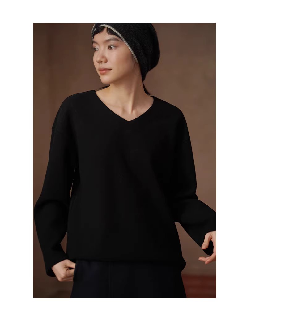 長期主義基本款內搭含羊毛軟糯V領寬鬆衛衣休閒顯瘦上衣,長期主義基本款內搭含羊毛軟糯V領寬鬆衛衣休閒顯瘦上衣,HBEW1175,長期主義基本款內搭含羊毛軟糯V領寬鬆衛衣休閒顯瘦上衣,V領造型,羊毛混紡