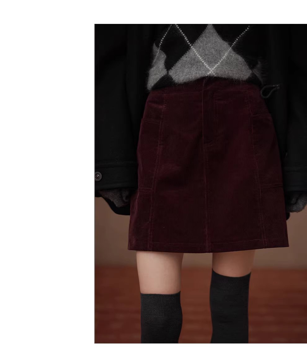 新篇章細軟坑條燈芯絨A字版型立體分割高腰顯瘦半身裙女,新篇章細軟坑條燈芯絨A字版型立體分割高腰顯瘦半身裙女,HBEW2040,新篇章細軟坑條燈芯絨A字版型立體分割高腰顯瘦半身裙女,復古甜美,燈芯絨