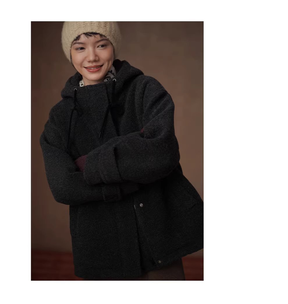 北歐風加厚保暖綿羊毛混紡呢料立體挺括連帽休閒外套女,北歐風加厚保暖綿羊毛混紡呢料立體挺括連帽休閒外套女,HBEW5122,北歐風加厚保暖綿羊毛混紡呢料立體挺括連帽休閒外套女,連帽立領,羊毛混紡