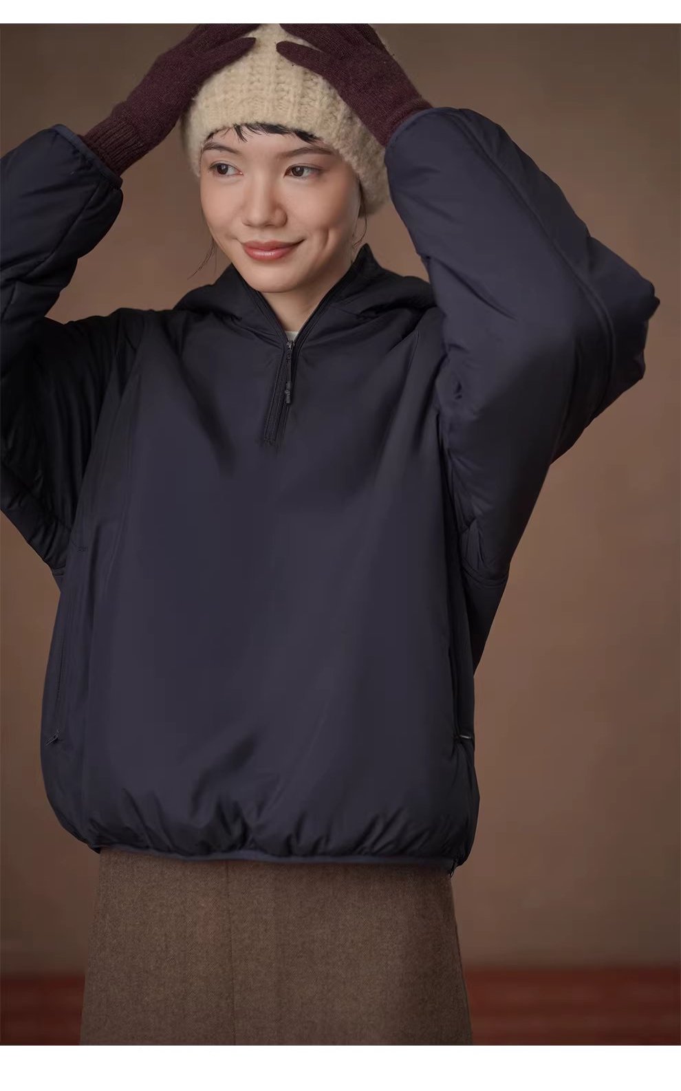 戶外愛好者狂熱一體成型連帽棉衣疊穿寬鬆保暖休閒上衣女,戶外愛好者狂熱一體成型連帽棉衣疊穿寬鬆保暖休閒上衣女,HBEW1183,戶外愛好者狂熱一體成型連帽棉衣疊穿寬鬆保暖休閒上衣女,半開連帽,輕薄舒適