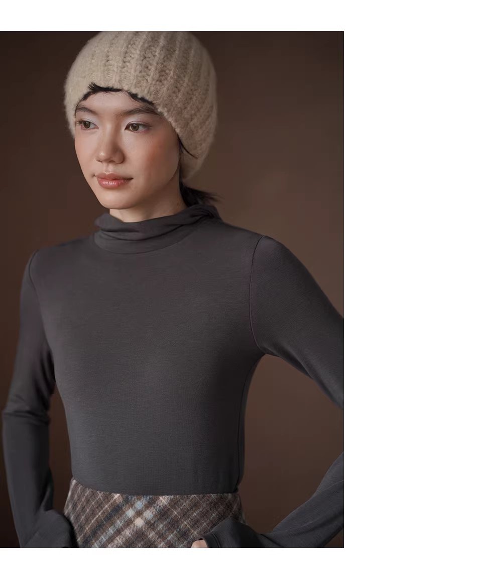 黃金內搭綿羊毛萊賽爾混紡彈性修身正肩高領連帽上衣女,黃金內搭綿羊毛萊賽爾混紡彈性修身正肩高領連帽上衣女,HBEW1201,黃金內搭綿羊毛萊賽爾混紡彈性修身正肩高領連帽上衣女,簡約合身,羊毛混紡