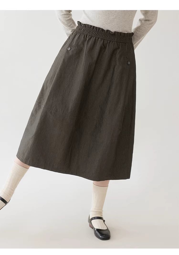 復古蕾絲鬆緊腰口袋半身裙女春季新款百搭A字中長裙,復古蕾絲鬆緊腰口袋半身裙女春季新款百搭A字中長裙,HBFS2002,復古蕾絲鬆緊腰口袋半身裙女春季新款百搭A字中長裙,荷葉邊,舒適面料