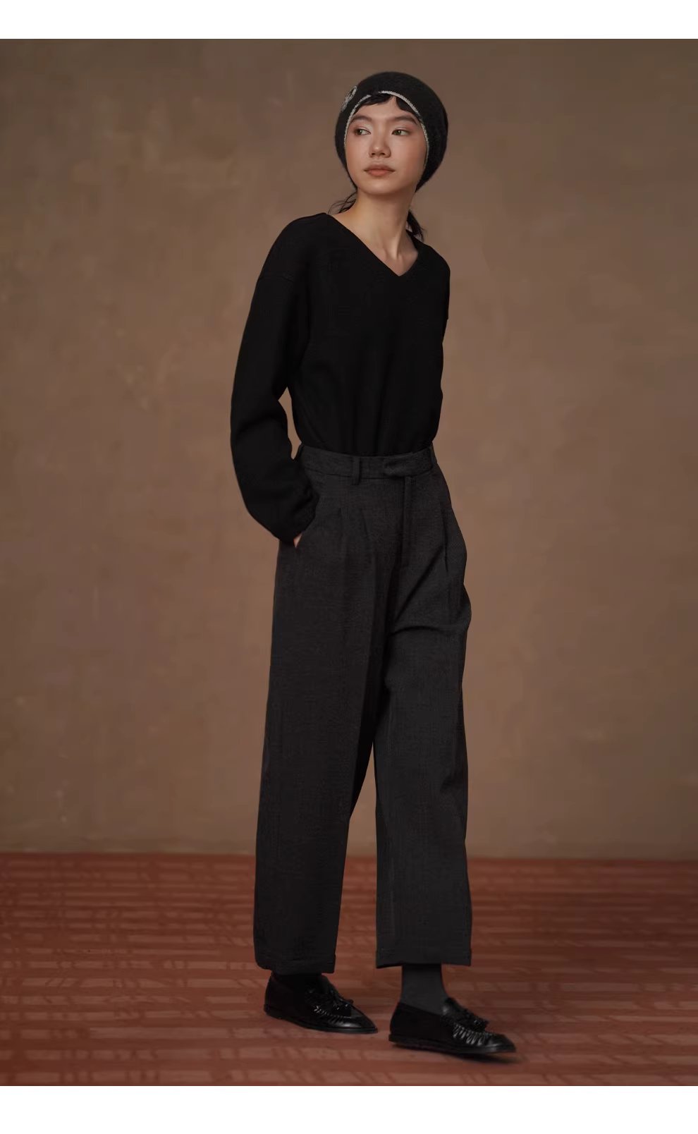 靜奢通勤訂製花灰肌理顯瘦高腰利落直筒折邊西裝長褲女,靜奢通勤訂製花灰肌理顯瘦高腰利落直筒折邊西裝長褲女,HBFS3001,靜奢通勤訂製花灰肌理顯瘦高腰利落直筒折邊西裝長褲女,壓褶收腰,花灰面料