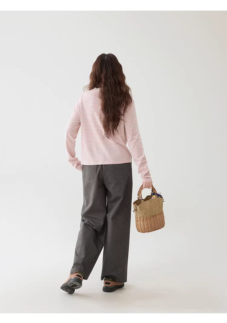 甜美粉紅條紋花邊v領T恤女春季新款寬鬆長袖上衣,甜美粉紅條紋花邊v領T恤女春季新款寬鬆長袖上衣,HBFS1028,甜美粉紅條紋花邊v領T恤女春季新款寬鬆長袖上衣,V領造型,蕾絲花邊